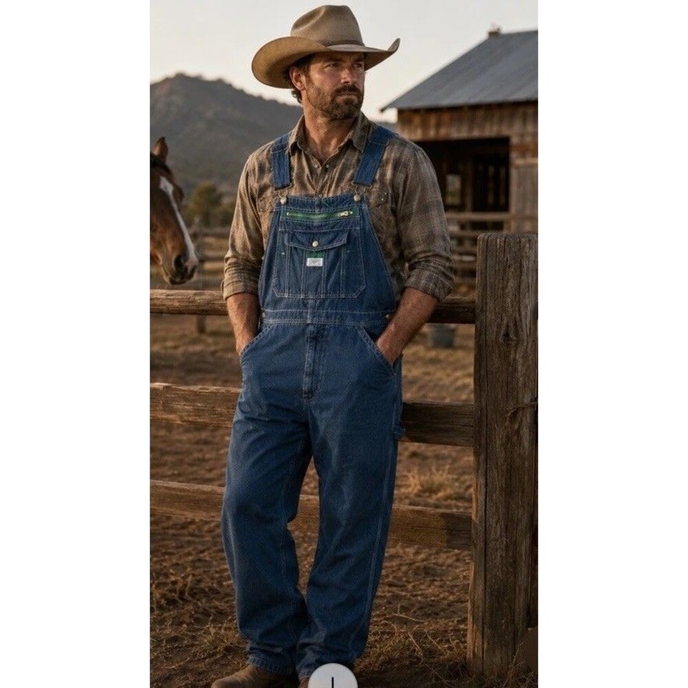 Liberty Overalls Mens 34x29 Blue Denim Bib Workwear Carpenter Utility Pockets